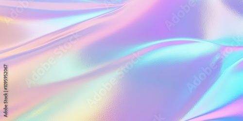 Holographic Rainbow Foil Fabric with Iridescent Texture and Soft Waves for Creative Background and Artistic Use, Ideal for Modern Design Projects