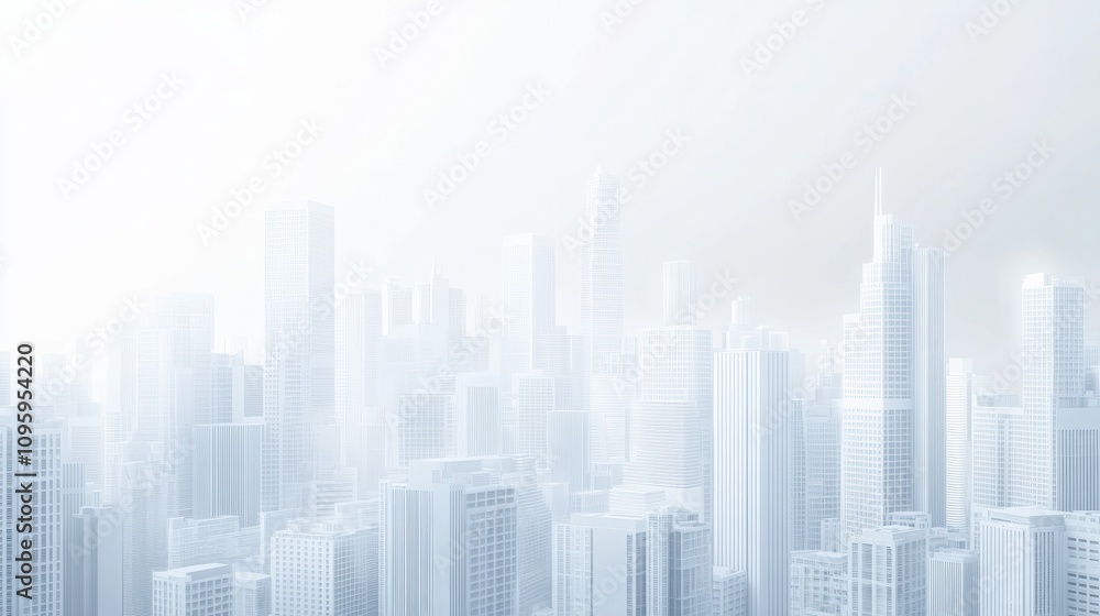futuristic white city skyline building with fog white building background. Generative AI futuristic white city skyline building with fog white building background. Generative AI