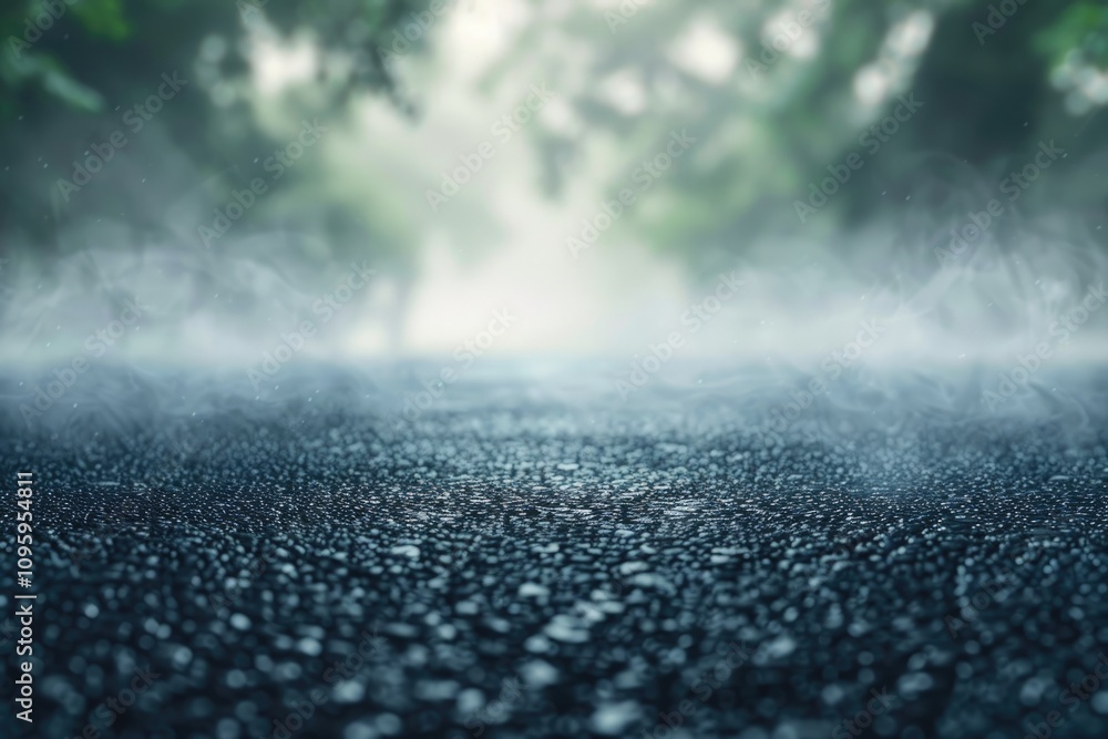 Creative blurry outdoor asphalt background with mist Creative blurry outdoor asphalt background with mist