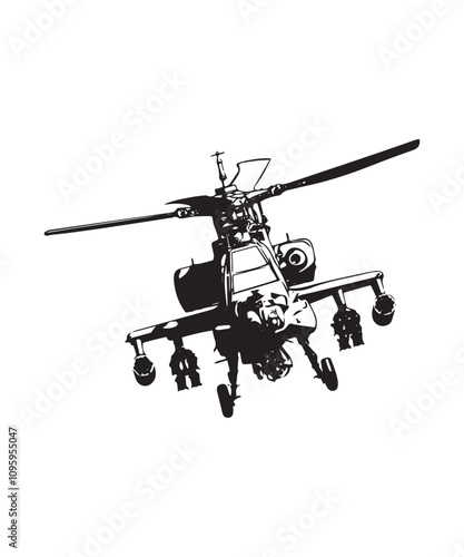 Military style apache ah-64 attack helicopter. Victor art illustration