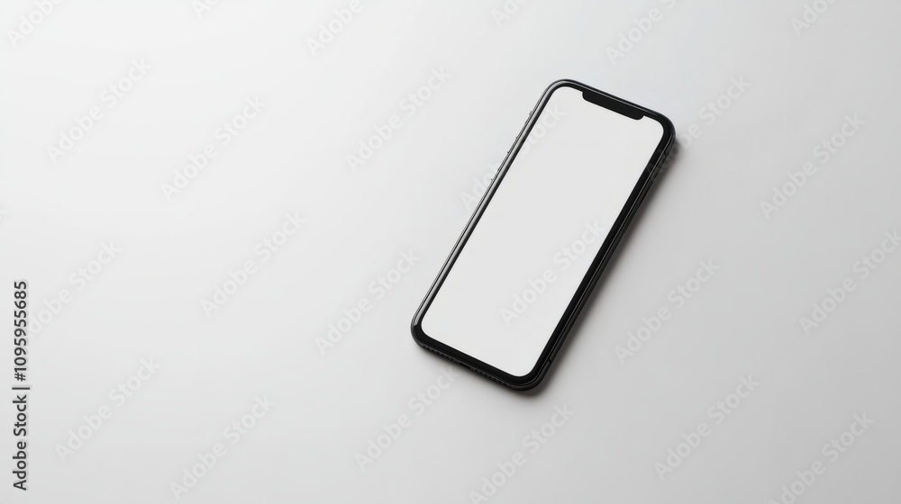 A realistic smartphone with a minimalistic design, placed on a white background for clean app mockup demos A realistic smartphone with a minimalistic design, placed on a white background for clean app mockup demos