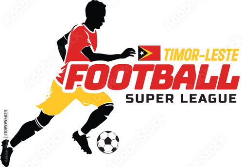 Timor leste football league, Soccer ball, Football logo, Footballer Kick the Ball isolated on white background, Vector Illustration