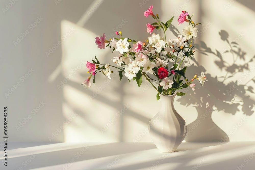 Beautiful Flowers In vase with hand shadows. Creative shadows concept Beautiful Flowers In vase with hand shadows. Creative shadows concept