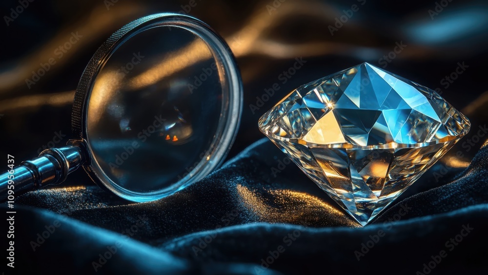 Magnifying Glass with Sparkling Diamond on Silk Magnifying Glass with Sparkling Diamond on Silk