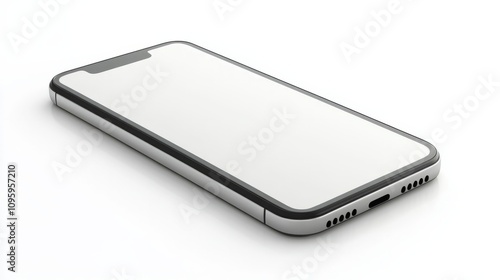 A smartphone in matte finish, blank screen, isolated on white for high-quality app interface presentations 