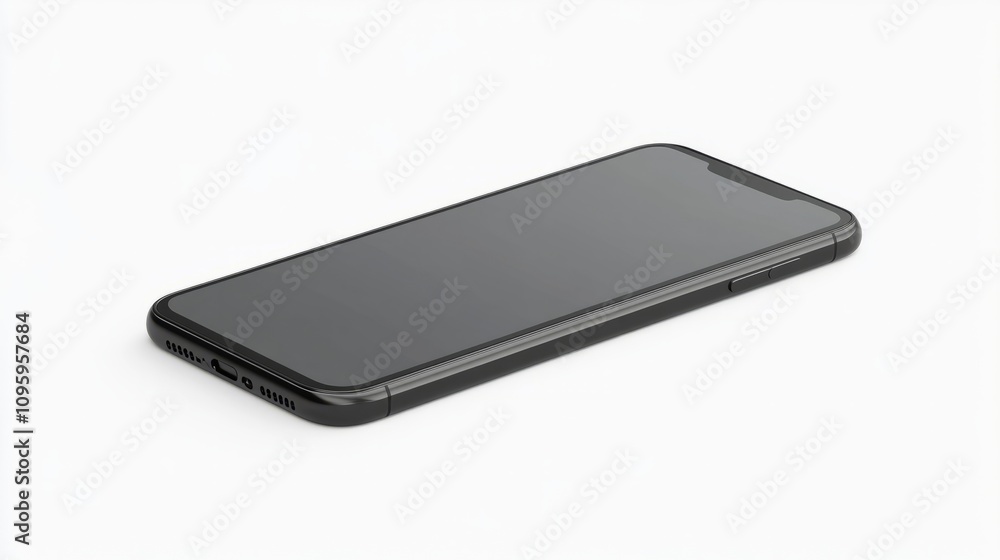 A smartphone mockup in matte black, featuring a large screen, isolated on a white background for UX showcase A smartphone mockup in matte black, featuring a large screen, isolated on a white background for UX showcase