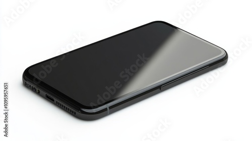 A smartphone mockup in matte black, featuring a large screen, isolated on a white background for UX showcase