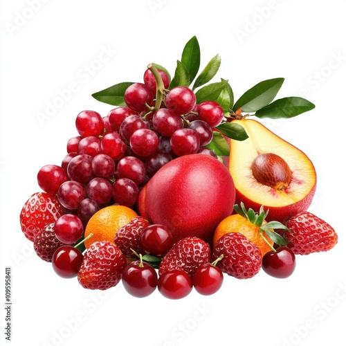 Vibrant Fresh Fruit Mix - Strawberries, Oranges, Avocado, Grapes, Cherries, Peaches, and More for Fruit Shakes and Juices