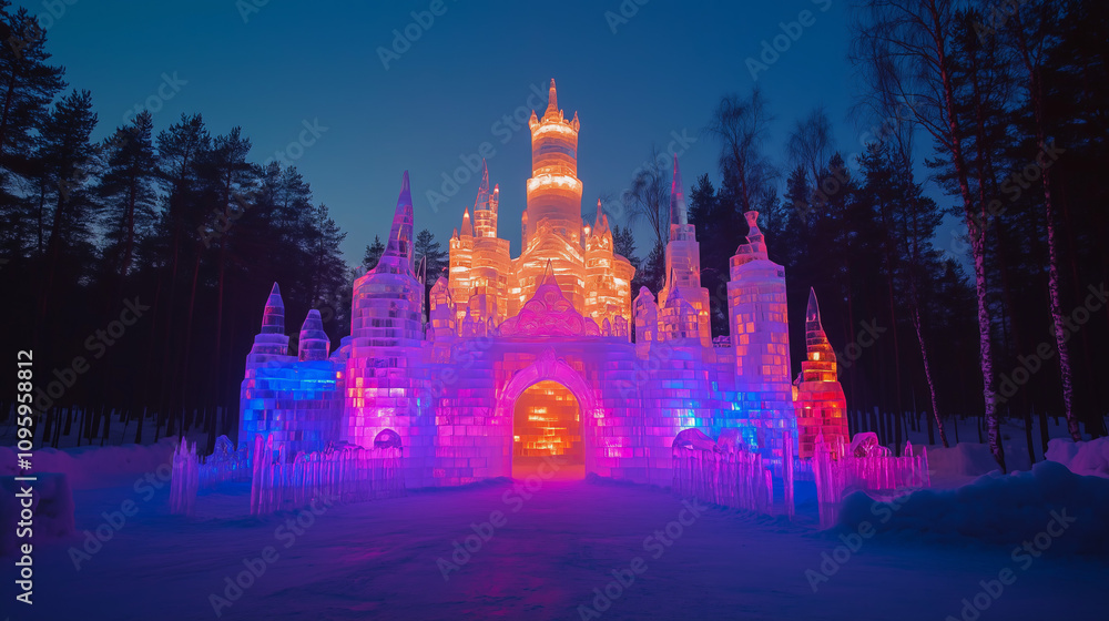 Obraz premium Illuminated Ice Castle