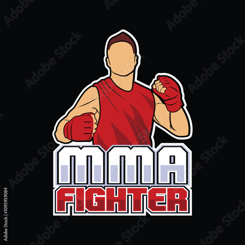 MMA Mixed Martial Arts Fighter Champion Logo Badge Vector