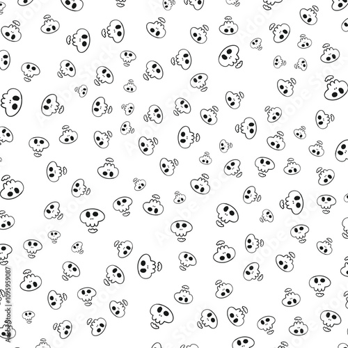 Happy halloween skull skeleton spooky pattern background. Vector illustration