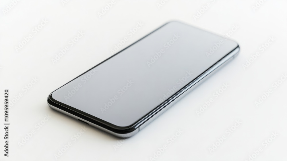 A smartphone with rounded edges, blank screen, isolated on white background for app interface mockups A smartphone with rounded edges, blank screen, isolated on white background for app interface mockups