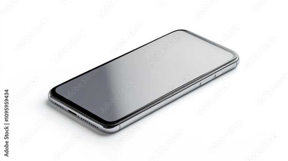 A smartphone with rounded edges, blank screen, isolated on white background for app interface mockups A smartphone with rounded edges, blank screen, isolated on white background for app interface mockups