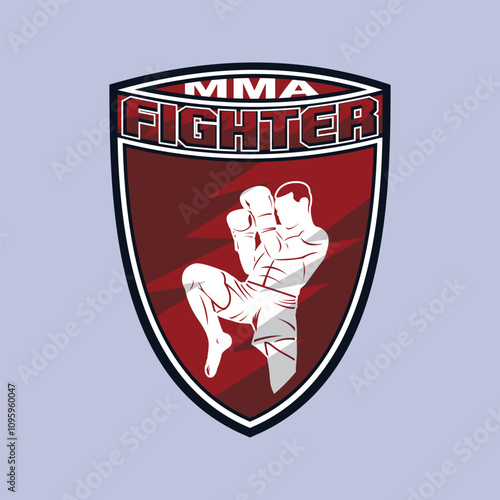 MMA Mixed Martial Arts Fighter Champion Logo Badge Vector