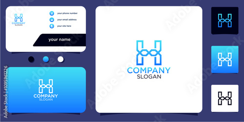 letter h abstract monogram business card logo design template