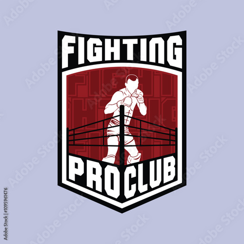 MMA Mixed Martial Arts Fighter Champion Logo Badge Vector