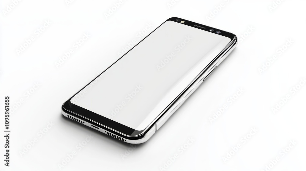 High-quality smartphone mockup with a curved edge display, blank screen, isolated on white for UX presentations High-quality smartphone mockup with a curved edge display, blank screen, isolated on white for UX presentations
