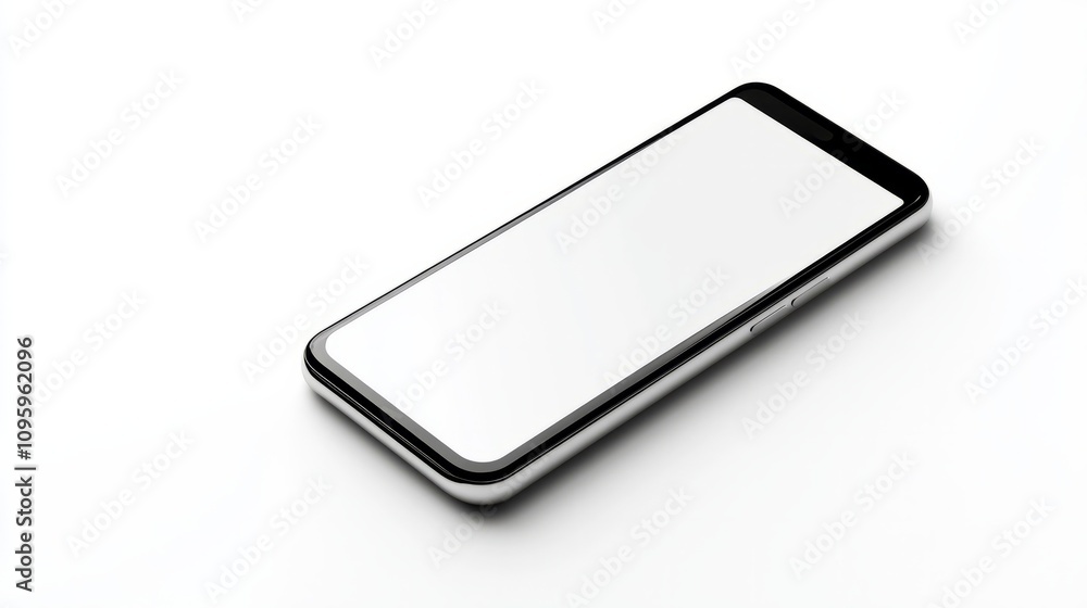 High-quality smartphone mockup with a full-screen display, isolated on white background for UX presentations High-quality smartphone mockup with a full-screen display, isolated on white background for UX presentations