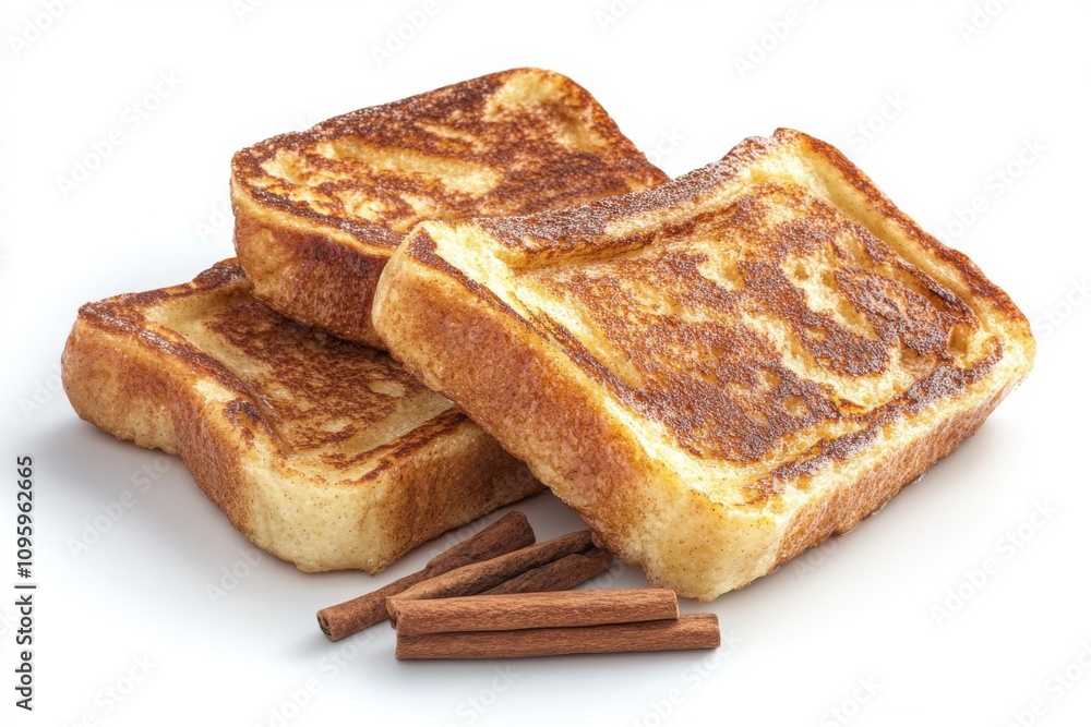 Deliciously golden French toast slices with a sprinkle of cinnamon sticks, perfect for a cozy breakfast. Deliciously golden French toast slices with a sprinkle of cinnamon sticks, perfect for a cozy breakfast.