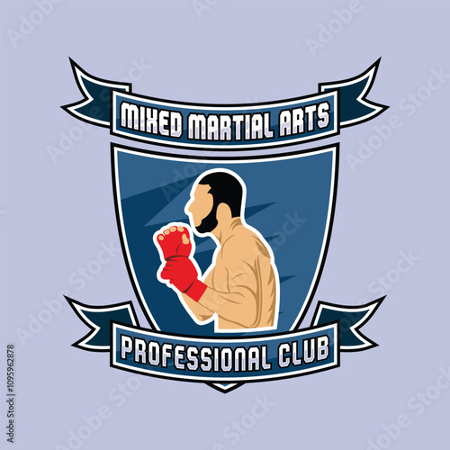 MMA Mixed Martial Arts Fighter Champion Logo Badge Vector