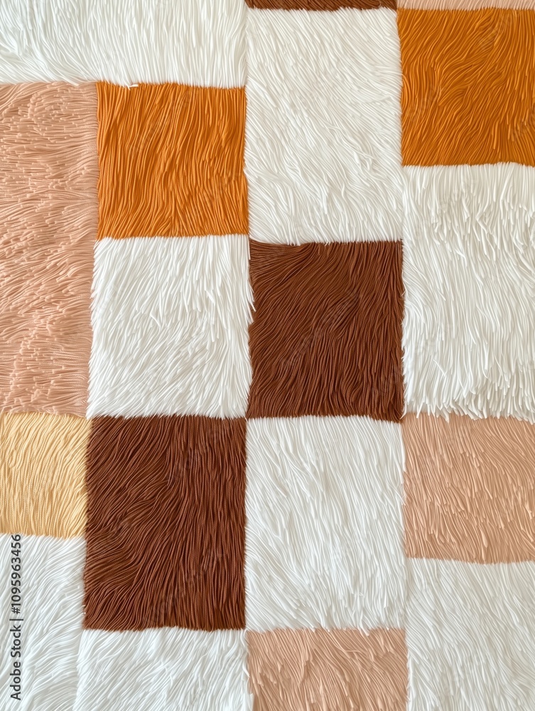 Fototapeta premium Minimalist Earth-Tone Squares on Soft Fur Background