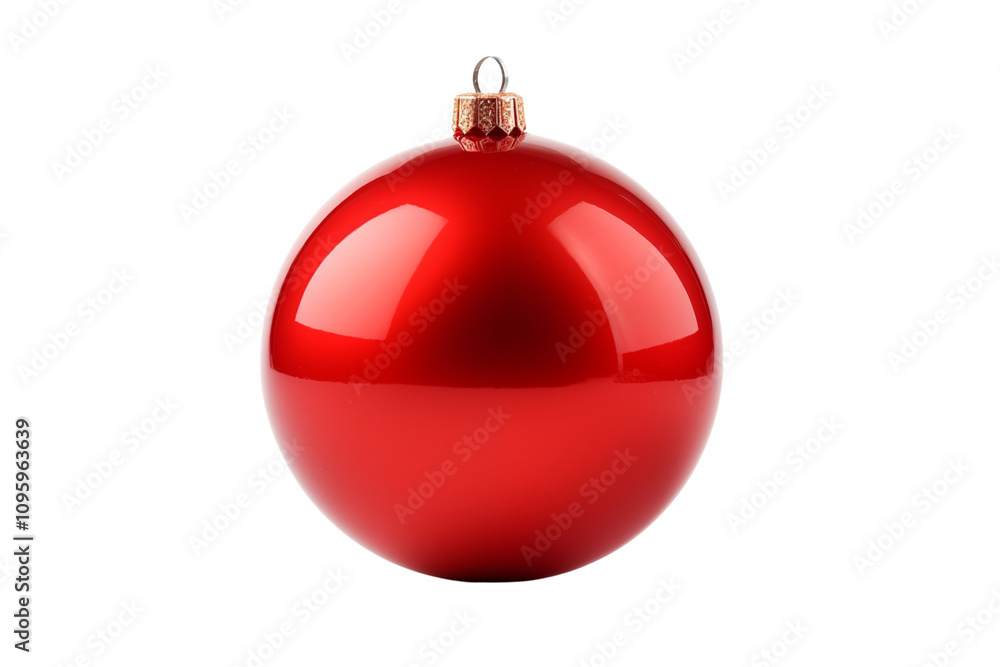 Red christmas tree ball isolated on transparent background. Generative ai Red christmas tree ball isolated on transparent background. Generative ai