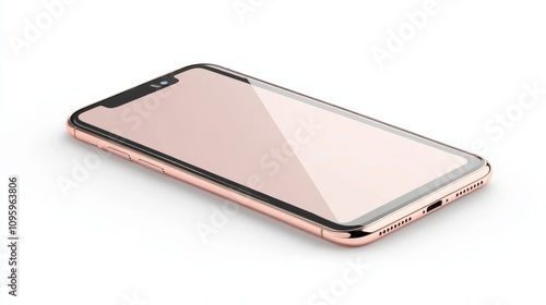 Realistic smartphone mockup in rose gold, large screen display, isolated on a white background for UX presentation 