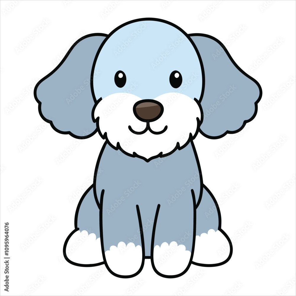 Cute Baby Cartoon Bedlington Terrier Vector Illustration Design
