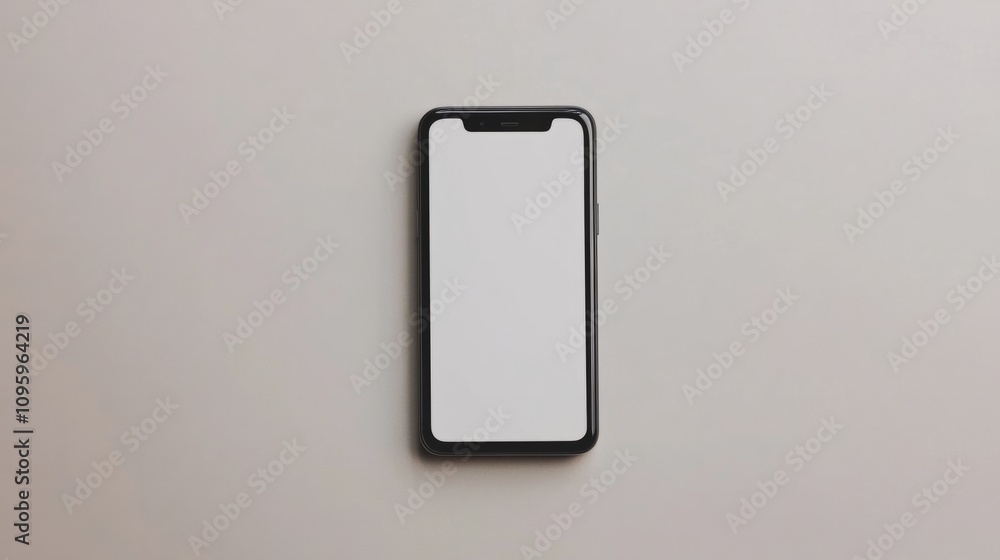 Realistic smartphone mockup with a black frame, displaying a blank screen isolated on a white background Realistic smartphone mockup with a black frame, displaying a blank screen isolated on a white background