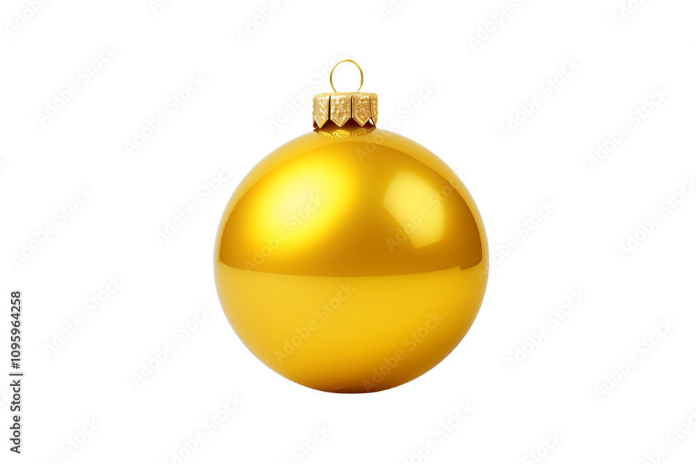 Yellow christmas tree ball isolated on transparent background. Generative ai Yellow christmas tree ball isolated on transparent background. Generative ai