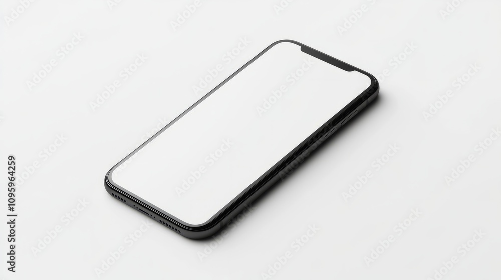 Realistic smartphone mockup with a flat display, placed on a white background for mobile app showcase Realistic smartphone mockup with a flat display, placed on a white background for mobile app showcase