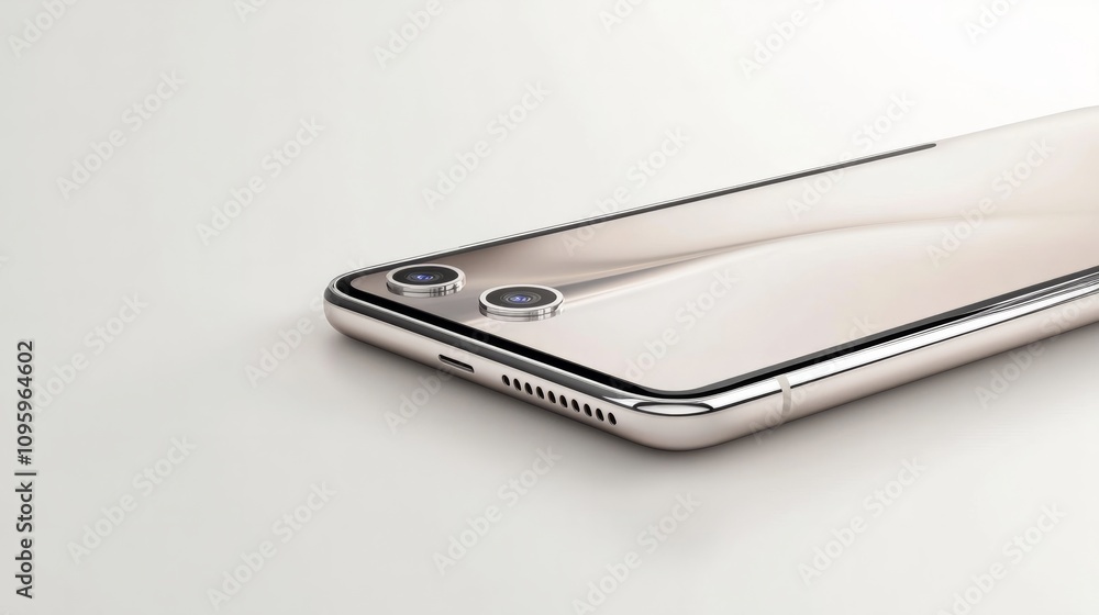 Realistic smartphone mockup with a triple camera setup and sleek design, isolated on white background Realistic smartphone mockup with a triple camera setup and sleek design, isolated on white background