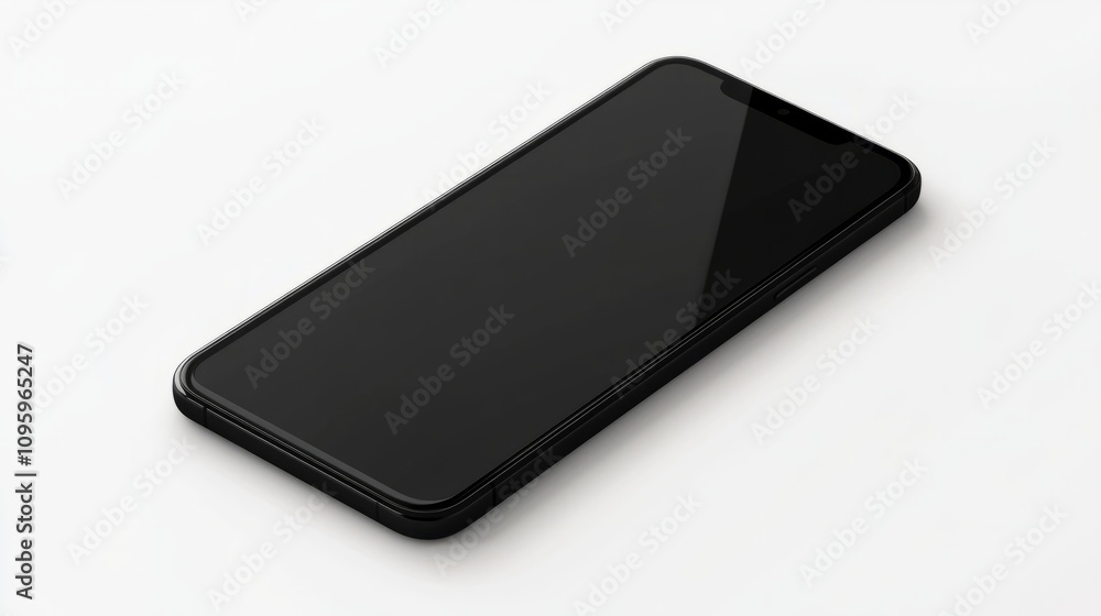 Realistic smartphone mockup with rounded corners and a sleek black finish, isolated on white background Realistic smartphone mockup with rounded corners and a sleek black finish, isolated on white background