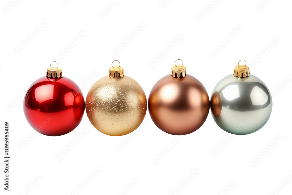 Colored christmas tree balls isolated on transparent background. Generative ai Colored christmas tree balls isolated on transparent background. Generative ai