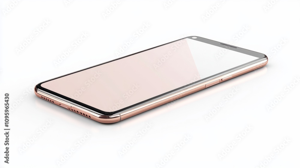 Realistic smartphone mockup with thin bezels, isolated on a white background, ready for a clean UI display Realistic smartphone mockup with thin bezels, isolated on a white background, ready for a clean UI display