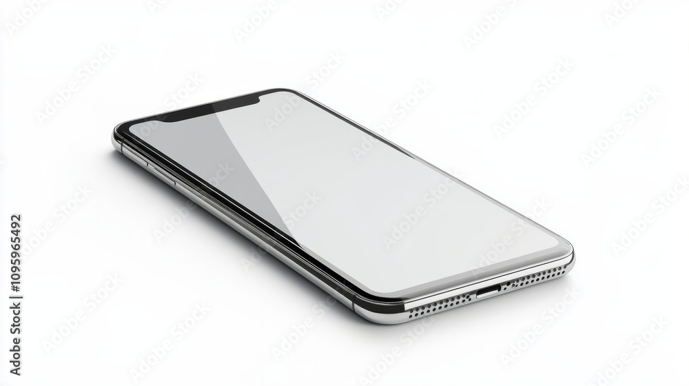 Realistic smartphone mockup with thin bezels, isolated on a white background, ready for a clean UI display Realistic smartphone mockup with thin bezels, isolated on a white background, ready for a clean UI display