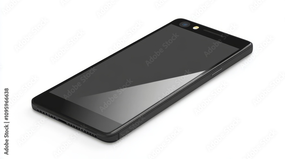 Vector smartphone in charcoal black, displayed on a white background, blank screen for UX presentation Vector smartphone in charcoal black, displayed on a white background, blank screen for UX presentation