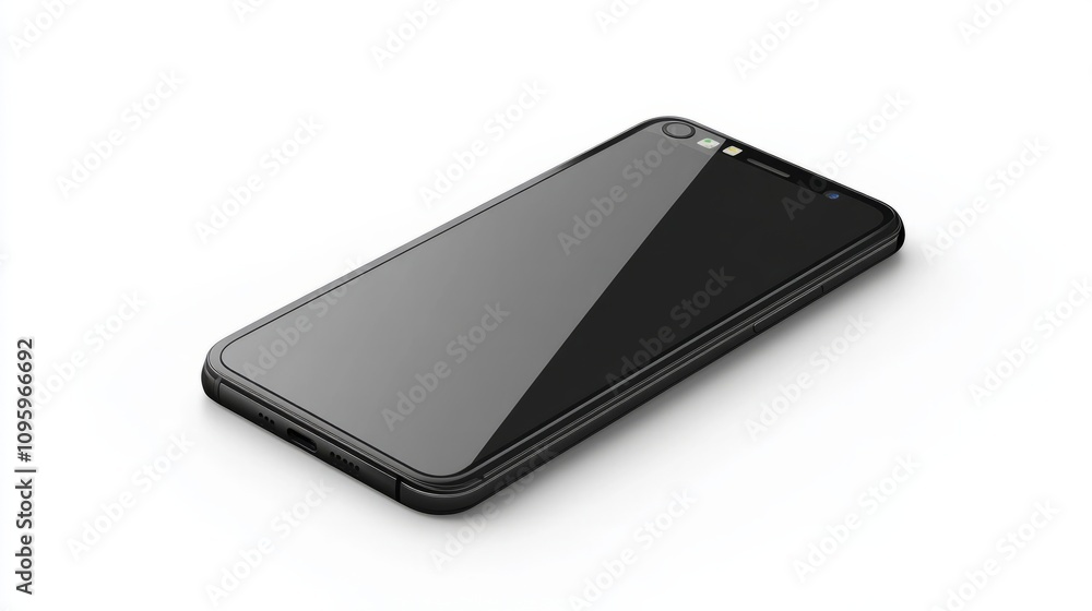 Vector smartphone in charcoal black, displayed on a white background, blank screen for UX presentation Vector smartphone in charcoal black, displayed on a white background, blank screen for UX presentation