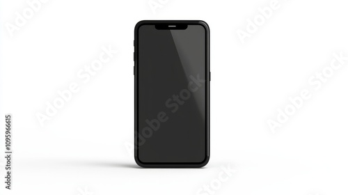 Vector smartphone in charcoal black, displayed on a white background, blank screen for UX presentation 