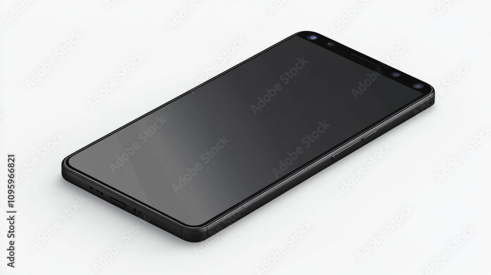 Vector smartphone in charcoal black, displayed on a white background, blank screen for UX presentation Vector smartphone in charcoal black, displayed on a white background, blank screen for UX presentation