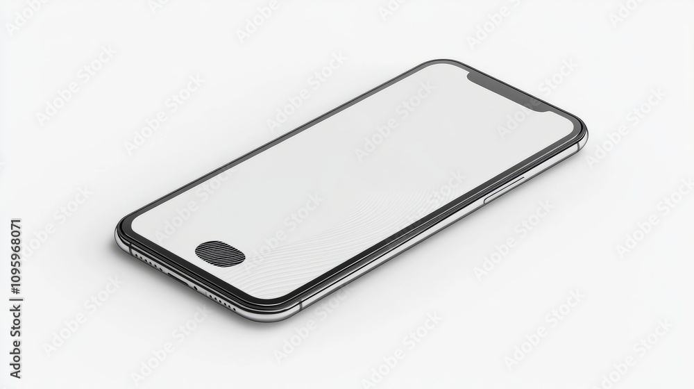 Vector smartphone mockup with a fingerprint sensor, blank screen, isolated on white for UX showcase Vector smartphone mockup with a fingerprint sensor, blank screen, isolated on white for UX showcase