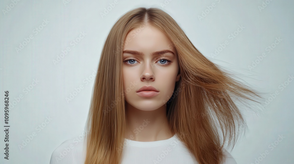 Sick, cut healthy hair care keratin woman. Before and after treatment. White isolated background Sick, cut healthy hair care keratin woman. Before and after treatment. White isolated background