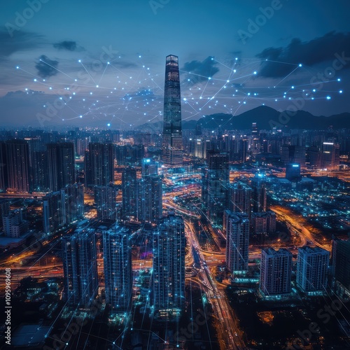 Wallpaper Mural The concept of Shenzhen City Scenery network data Torontodigital.ca