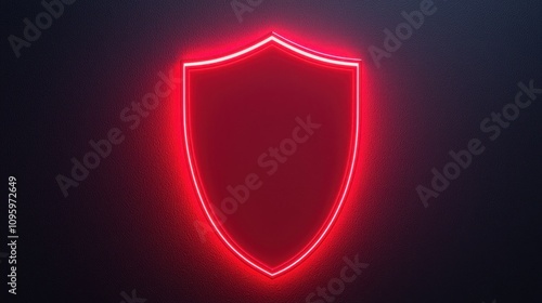 Anti tracking security concept. A glowing red shield icon against a dark background, symbolizing protection, security, and safety in a modern, digital design.