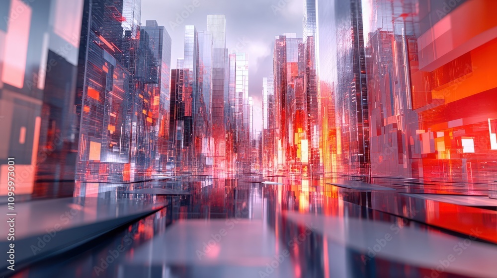 Wireless communication network concept.Panorama of Modern City Wireless communication network concept.Panorama of Modern City