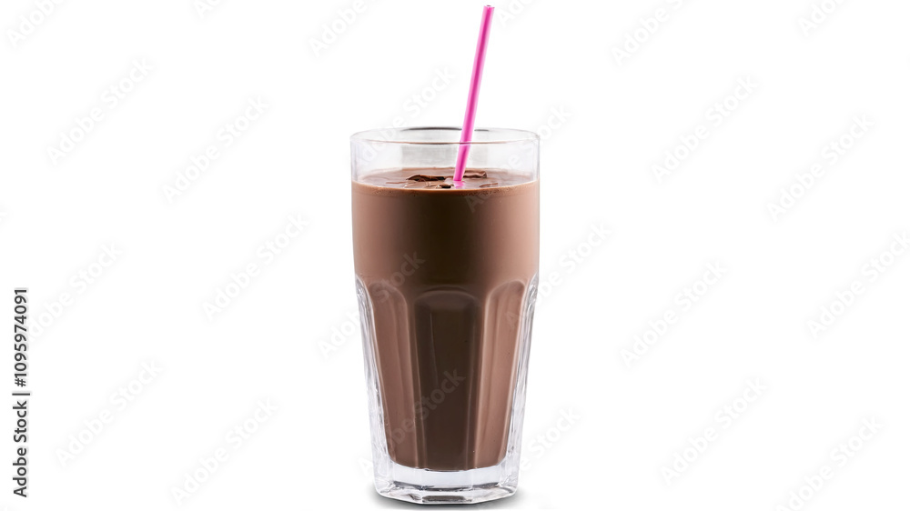 Chocolate Milk with Pink Straw in Glass
Chocolate Milk with Pink Straw in Glass