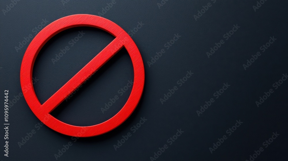 Anti tracking security concept. A bold red circular sign with a diagonal line, indicating prohibition or restriction against a dark background. Anti tracking security concept. A bold red circular sign with a diagonal line, indicating prohibition or restriction against a dark background.
