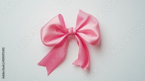 Pink ribbon bow isolated on white