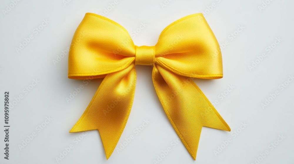 Yellow ribbon bow isolated on white Yellow ribbon bow isolated on white