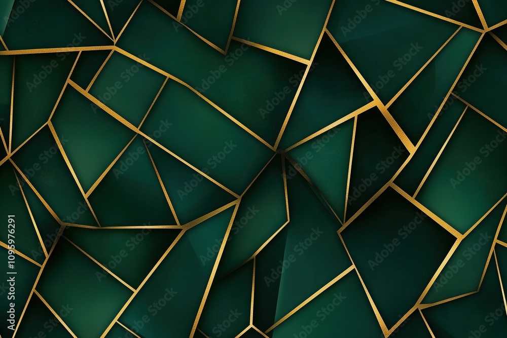 Art Deco background with crisp angular lines in green and gold tones. Art Deco background with crisp angular lines in green and gold tones.